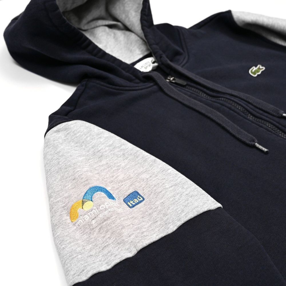 Lacoste Sport Miami Open Tennis Full Zip Hoodie Color Block Navy Size Medium (4)